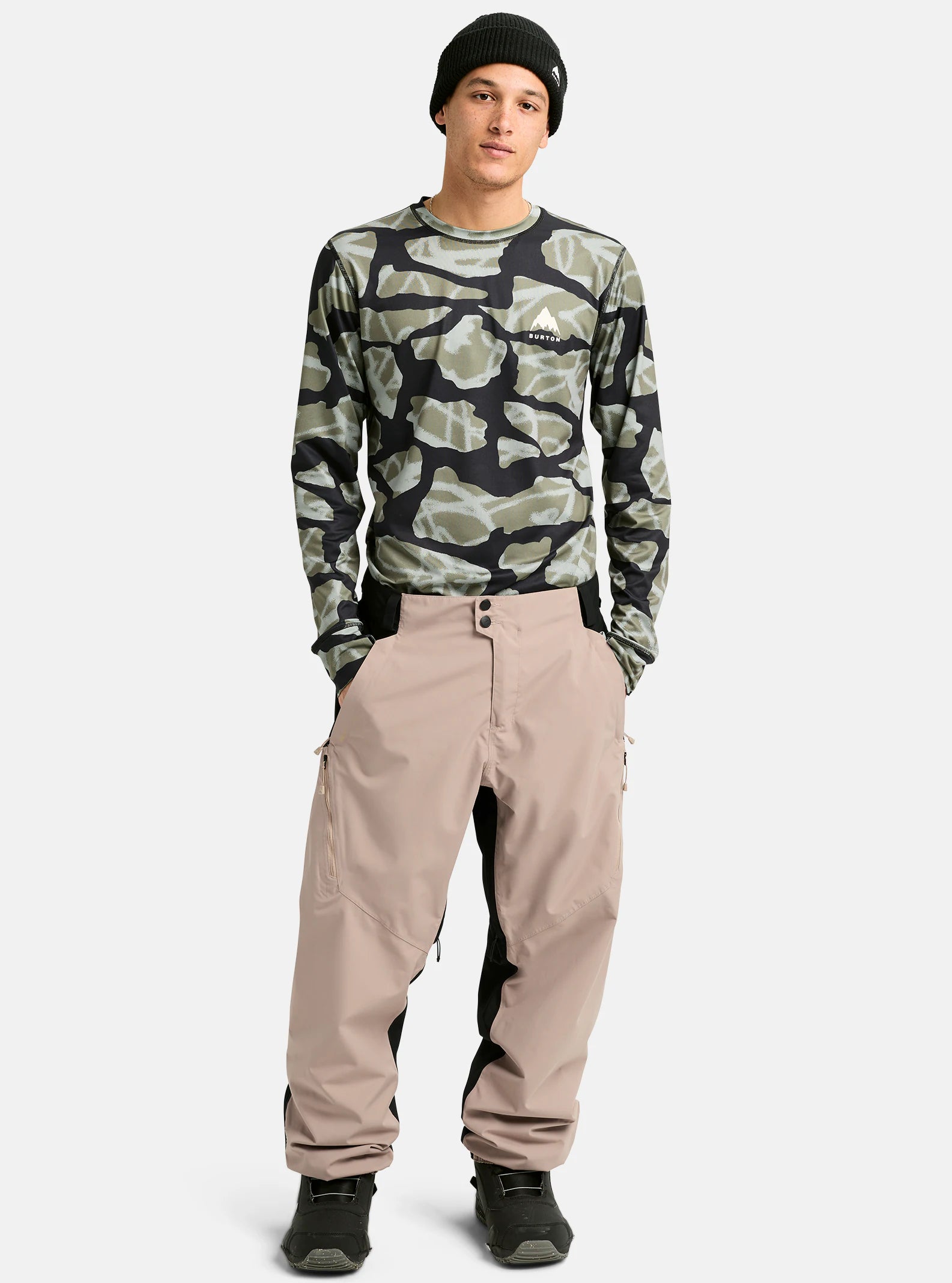 Men's Burton Reserve 2L Relaxed Pants, Summit Taupe / True Black / M