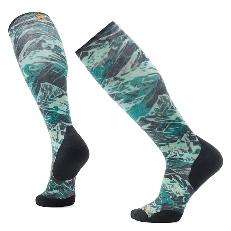 Smartwool Targeted Cushion Green Slopes Print Over The Calf Sock