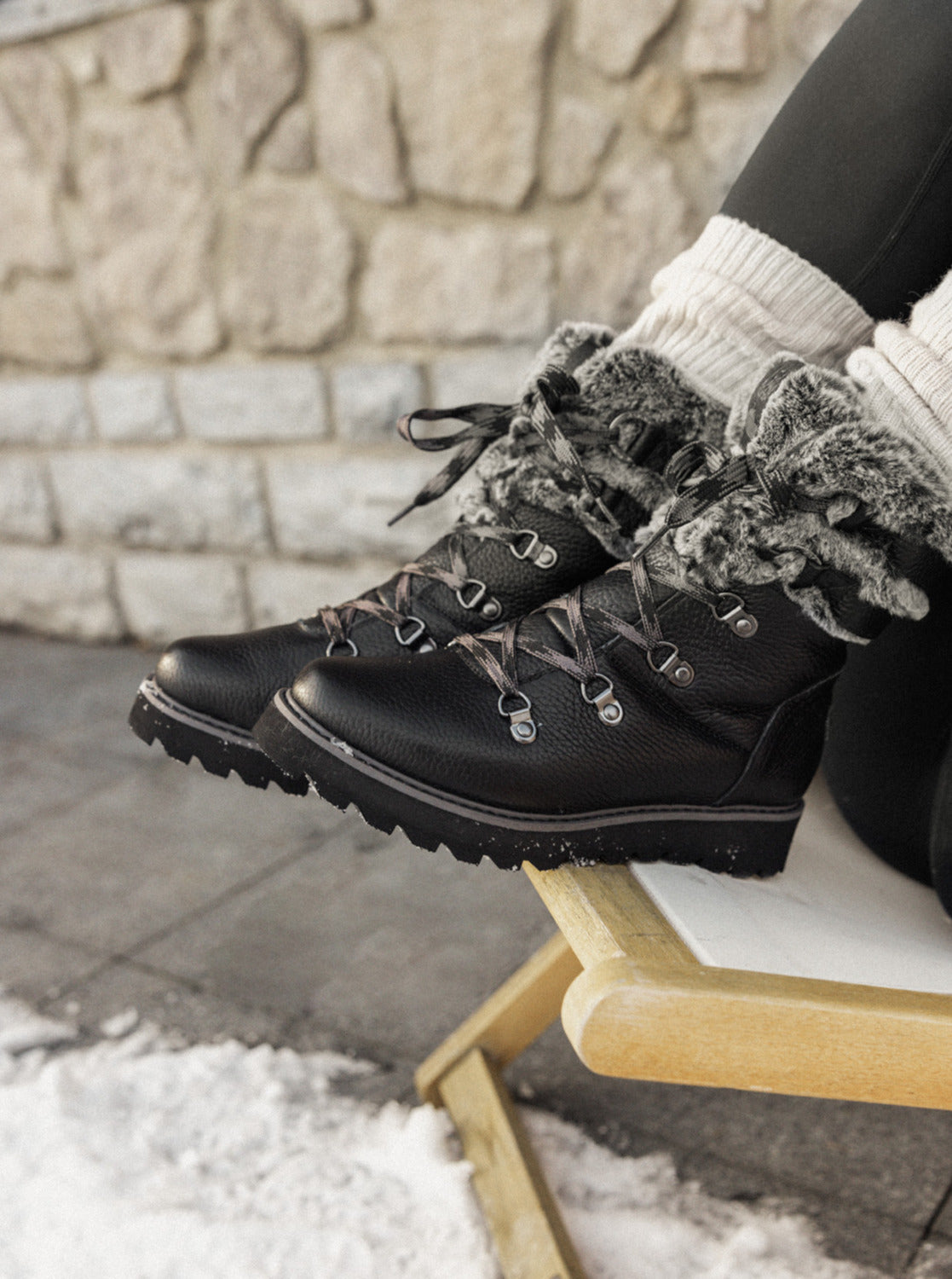 Womens black lace shop up winter boots