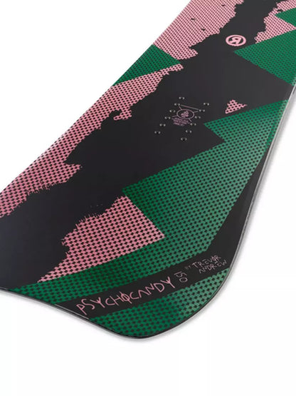 black and green ride snowboard Kink 2011 The Quadratic Sidecut further enhances edge grip and smooth transitions Ride Psychocandy x Trevor Andrew