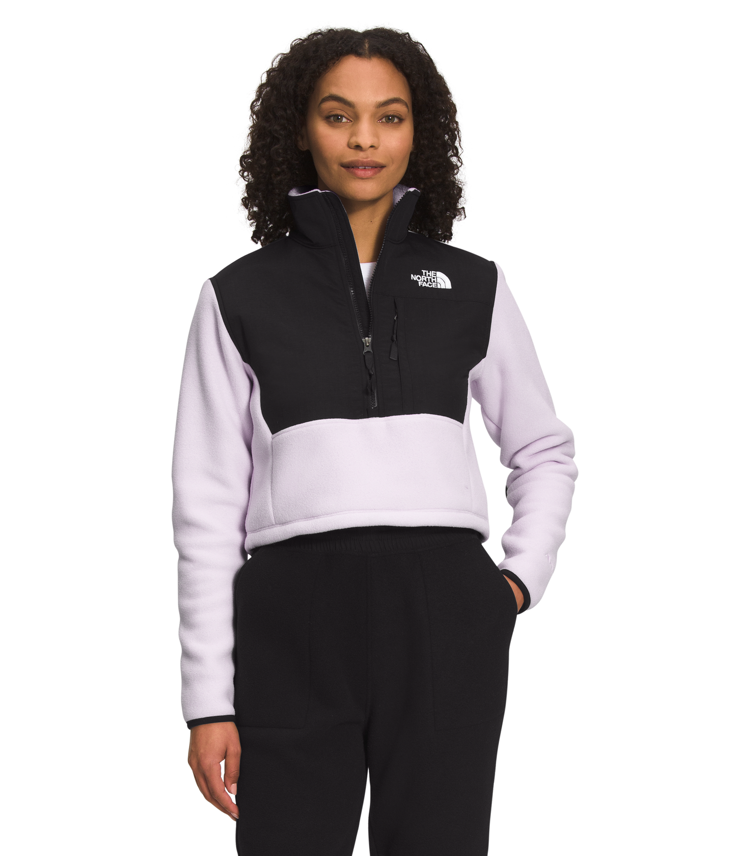 The North Face Women's Denali Fleece Cropped Jacket in Black The North Face